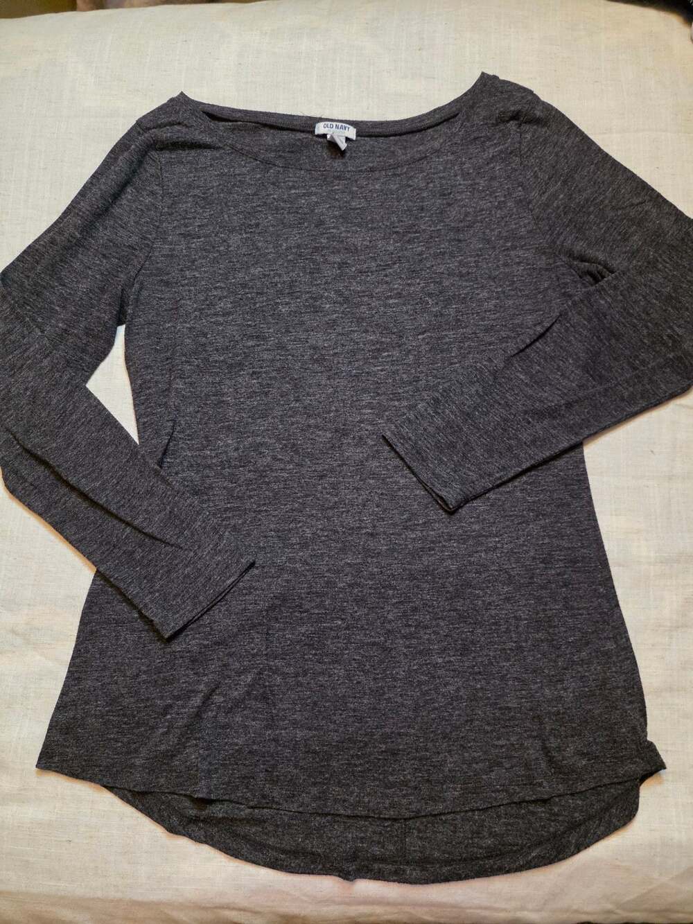Old Navy Women's Charcoal Gray Heathered Long Sleeve Boat Neck Tunic Top Size L